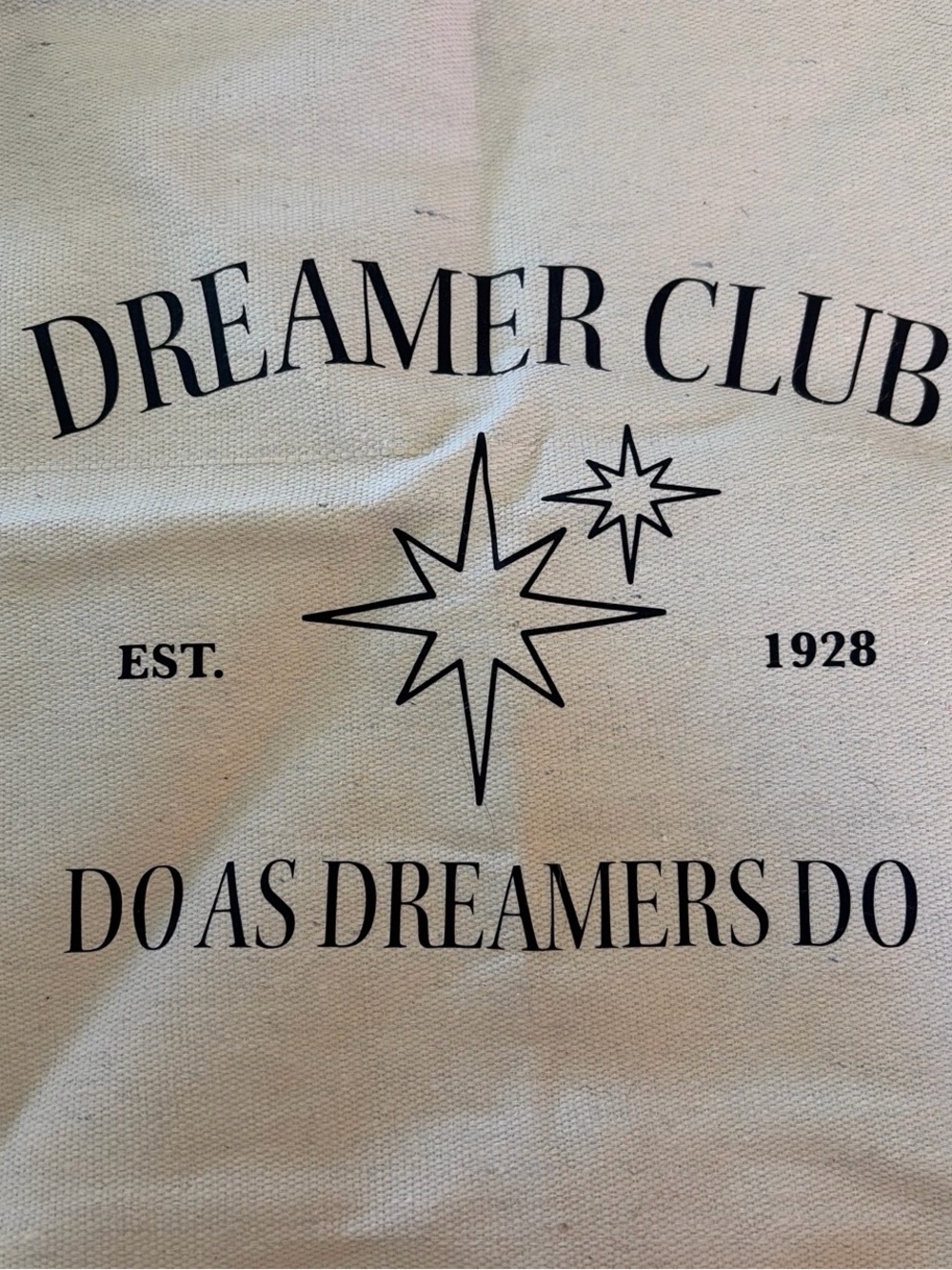 Dreamer Club Canvas Tote Bag - Cream with Black Print